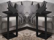 Kit 2 Mesas Apoio Lateral Canto Sofá Cama Sala Madeira Preta