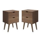 Kit 2 Mesas Cabeceira Madri Canela Gavetas Organizadoras Corrediças Metálica Pés Palito Mesinha Lateral Cama Decoração Quarto Luxo