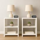 Kit 2 Mesas Cabeceira Mesa Aparador Cama Quarto Sala Escritorio Mdf Branco Nicho Decorativo Mesinha Canto Apoio