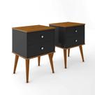Kit 2 Mesas Cabeceira Quarto 2 gavetas Decoração Moderna Lateral Cama Organizada Berlim