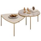 Kit 2 Mesas Centro Lina Cleia Pés Metal Off White Quartzo Dj Moveis