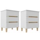 Kit 2 Mesas de Cabeceira 3 Gavetas 100% MDF Pés em Madeira Maciça LOGAN Yescasa Kit 2 Mesas de Cabeceira 3 Gavetas 100% MDF Pés em Madeira Maciça LOGAN Yescasa