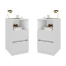 Kit 2 Mesas De Cabeceira 38,5cm 2 Gavetas Multimóveis Mp4501 Branco