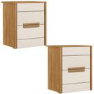 Kit 2 Mesas De Cabeceira Dhara 2 Gavetas 51 Cm Freijo Off White Moval