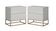 Kit 2 Mesas de Cabeceira Estilo Industrial Moderno Off White/Dourado Kit 2 Mesas de Cabeceira Estilo Industrial Moderno Off White/Dourado