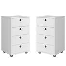 Kit 2 Mesas de Cabeceira Gaveteiro Multiuso 4 Gavetas Branco