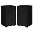 Kit 2 Mesas de Cabeceira Gaveteiro Multiuso 4 Gavetas Preto Kit 2 Mesas de Cabeceira Gaveteiro Multiuso 4 Gavetas Preto