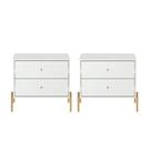 Kit 2 Mesas de Cabeceira Jasper 63 cm - Branco Gloss c/ Dourado Kit 2 Mesas de Cabeceira Jasper 63 cm - Branco Gloss c/ Dourado