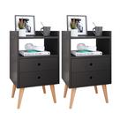Kit 2 Mesas de Cabeceira Luxo Mesinhas Design Retrô Apoio Lateral Cama com Gavetas e Nicho Cantinho Leitura Quarto - Preto - Lojas RPM
