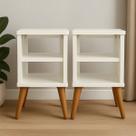 Kit 2 Mesas de Cabeceira Nicho Quarto Pés Retrô Reguláveis