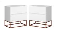 kit 2 Mesas de Cabeceira Para Quarto Cama Casal Estilo Industrial 2 Gavetas Eros 45cm Base Cobre