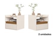 Kit 2 Mesas de Cabeceira suspensa com porta basculante Melina Plus Cores - Comprar Moveis para sua Casa