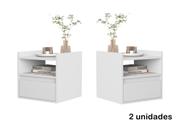 Kit 2 Mesas de Cabeceira suspensa com porta basculante Melina Plus Cores - Comprar Moveis para sua Casa