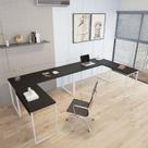 Kit 2 Mesas de Escritório em L Estilo Industrial 1,50mx1,50m Kuadra