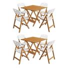 Kit 2 Mesas Dobráveis Elegance 4 Lugares Tampo MDF 8 Ripas Natural Branco 70x70 Mega Madeira Kit 2 Mesas Dobráveis Elegance 4 Lugares Tampo MDF 8 Ripas Natural Branco 70x70 Mega Madeira