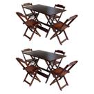 Kit 2 Mesas Dobraveis em Madeira Padrão 120x70 com 4 Cadeiras - Imbuia Kit 2 Mesas Dobraveis em Madeira Padrão 120x70 com 4 Cadeiras - Imbuia