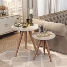 Kit 2 Mesas Laterais de Canto Redonda - Off White Kit 2 Mesas Laterais de Canto Redonda - Off White
