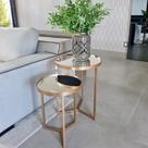 Kit 2 Mesas Lateral com Espelho - Mesinha de Apoio + Cores