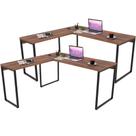 Kit 2 Mesas Para Escritório Home Office Estilo Industrial em L Form C01 150x150cm Nogal - Lyam Decor