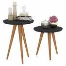 Kit 2 Mesas Retrô Decor Classic Apoio E Lateral Redonda - Preto Kit 2 Mesas Retrô Decor Classic Apoio E Lateral Redonda - Preto