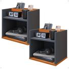 Kit 2 Mesinhas Decorativas Quarto Mesa de Cabeceira Madri Suspensa Divisória Organizadora Nicho - Cinza/Cinamomo - RPM Móveis
