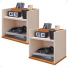 Kit 2 Mesinhas Decorativas Quarto Mesa de Cabeceira Madri Suspensa Divisória Organizadora Nicho - Off White/Cinamomo - RPM Móveis