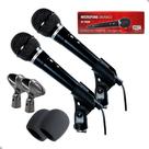 Kit 2 Microfone com Fio C/ Chave Mxt M1800b + Cachimbo e Espuma