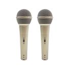 Kit 2 Microfones Dinâmicos com Fio Champanhe LS58 Leson