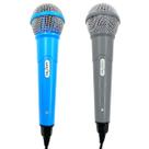 Kit 2 Microfones Para Karaoke Igreja Bar Com Cabo Cinza Azul