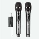Kit 2 Microfones Sem Fio Recarregáveis UHF Até 50m 3.7Vdc Kit 2 Microfones Sem Fio Recarregáveis UHF Até 50m 3.7Vdc