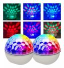 Kit 2 Mini Bola Globo Super Iluminação LED Jogo De Luz Colorido Festas, Discoteca e DJ USB LEY2147
