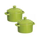 Kit 2 Mini Caçarola em Cerâmica Verde Folha