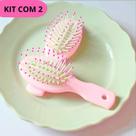 Kit 2 Mini Escovas de Cabelo de Bolsa Landhs Portátil Desembaraça