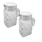 Kit 2 Mini Jarra Vidro Água Suco Refresco Com Tampa 600ml