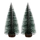 Kit 2 Mini Pinheiro Nevado Com Base Enfeite Natal Verde 25Cm