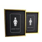 Kit 2 Mini Quadros Sinalização de Banheiro Inglês Toque Elegante e Natural para sua Decoração