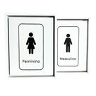 Kit 2 Mini Quadros Sinalização de Banheiro Português Toque Elegante e Natural para sua Decoração