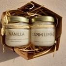 Kit 2 Mini Vela Aromática Perfumada Vanilla Capim Limão 40g