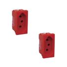 Kit 2 Mod Tomada 2P+T 20A-250V 680161 Vermelho Zeffia Pial