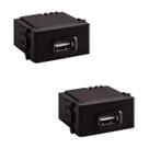 Kit 2 Módulo Para Tomada Usb Bivolt Tramontina 1,5 A Preto Liz