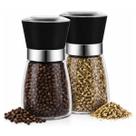 Kit 2 Moedor de Tempero Manual Vidro Inox Ajustável Tampa Moderno Gourmet Sal Saleiro Pimenta Pimenteiro Especiarias Cozinha Mesa Posta Decoração