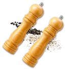 Kit 2 Moedor Manual de Pimenta e Sal Condimentos Temperos Grãos Com Ajuste MDF 21cm Uny Home