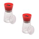 kIt 2 Moedores de Tempero Vidro Com Tampa Vermelha 170ml