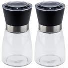 Kit 2 Moedores de Temperos 170ml Lyor em Vidro com Moinhos de Cerâmica e Tampas Pretas