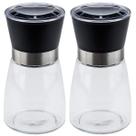 Kit 2 Moedores de Temperos 170ml Lyor em Vidro com Moinhos de Cerâmica e Tampas Pretas