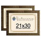 Kit 2 Molduras Diploma A4 21x30 3cm Relevo Dourado