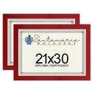 Kit 2 Molduras Porta Diploma Certificado A4 21x30 Vermelho