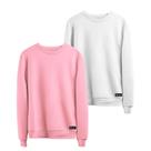 Kit 2 Moletons Masculino e Feminino Liso Básico sem Capuz gola Redonda