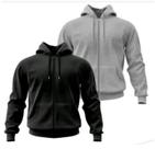 Kit 2 Moletons Masculinos Casaco Com Zíper Cinza e preto