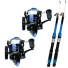 Kit 2 Molinetes Albatroz LP 1000 com Linha 2 Varas Cmik Telescópica 1,70mts Kit 2 Molinetes Albatroz LP 1000 com Linha 2 Varas Cmik Telescópica 1,70mts